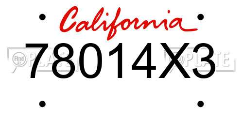 78014X3 California License Plate