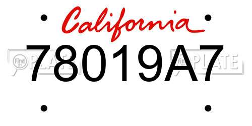 78019A7 California License Plate