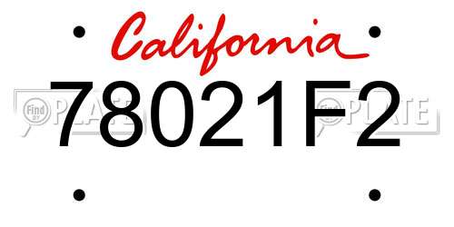78021F2 California License Plate
