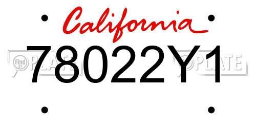 78022Y1 California License Plate
