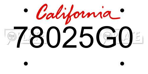 78025G0 California License Plate