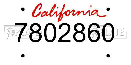 7802860 California License Plate