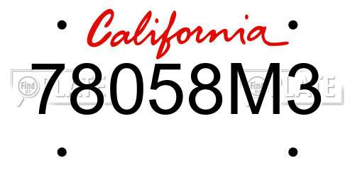78058M3 California License Plate
