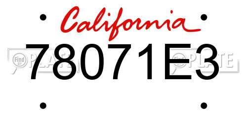 78071E3 California License Plate