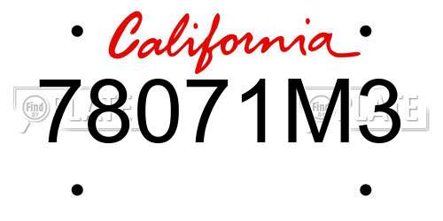 78071M3 California License Plate