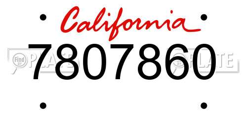 7807860 California License Plate