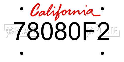 78080F2 California License Plate