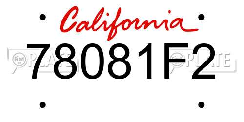 78081F2 California License Plate