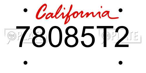 78085T2 California License Plate