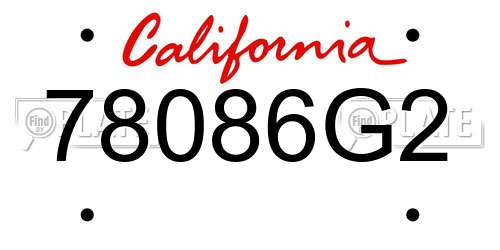 78086G2 California License Plate
