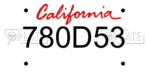 780D53 California License Plate