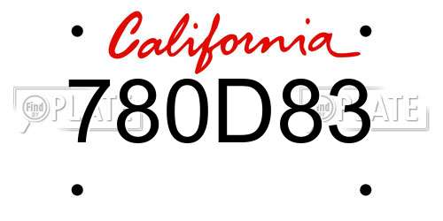 780D83 California License Plate