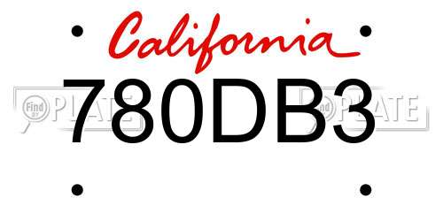780DB3 California License Plate