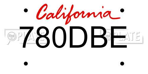 780DBE California License Plate