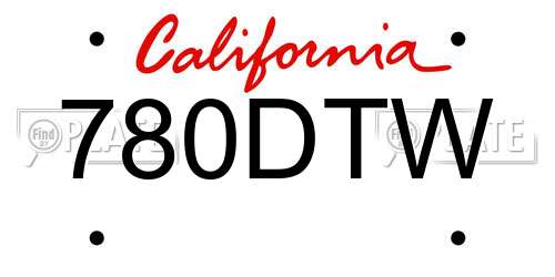 780DTW California License Plate