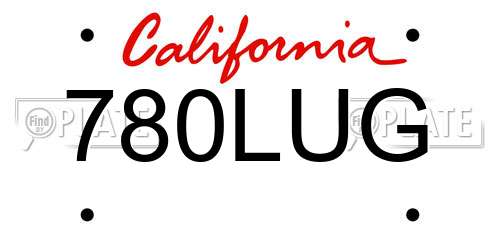 780LUG California License Plate
