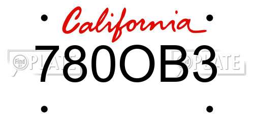 780OB3 California License Plate