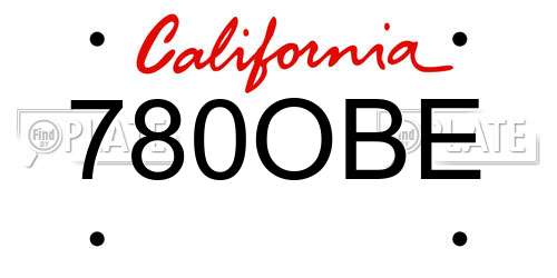 780OBE California License Plate
