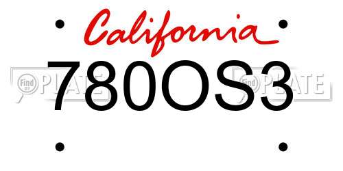 780OS3 California License Plate