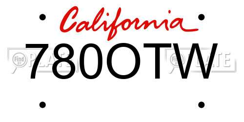 780OTW California License Plate