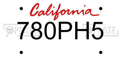 780PH5 California License Plate