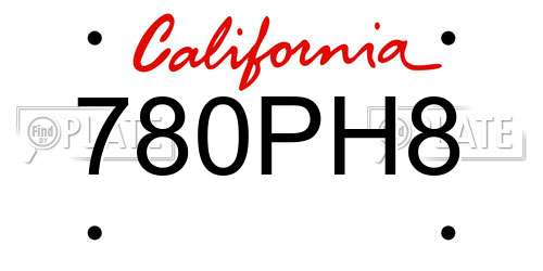 780PH8 California License Plate