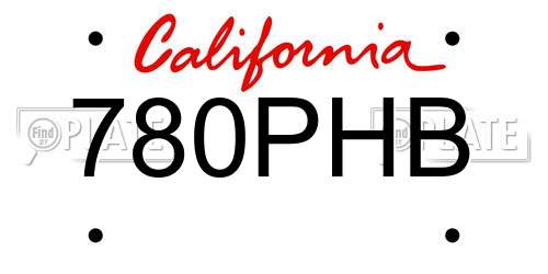 780PHB California License Plate