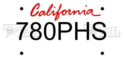 780PHS California License Plate