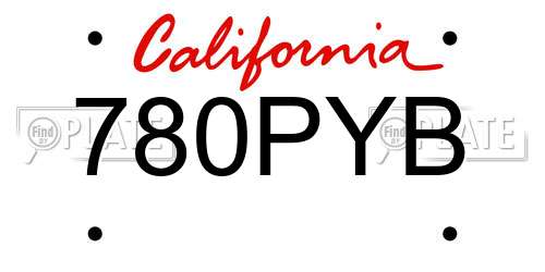 780PYB California License Plate