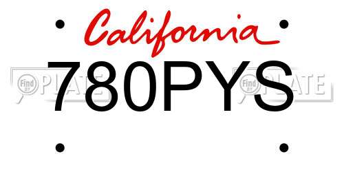 780PYS California License Plate