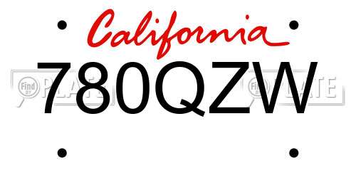 780QZW California License Plate