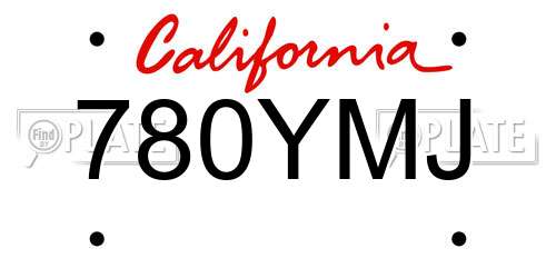780YMJ California License Plate