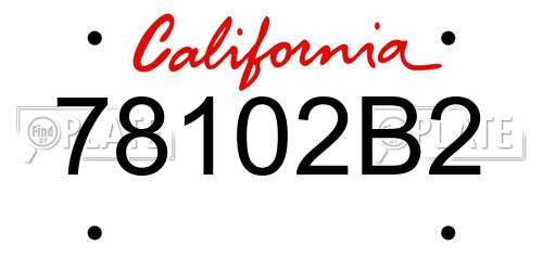 78102B2 California License Plate