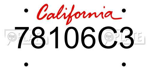 78106C3 California License Plate