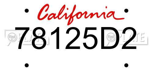 78125D2 California License Plate