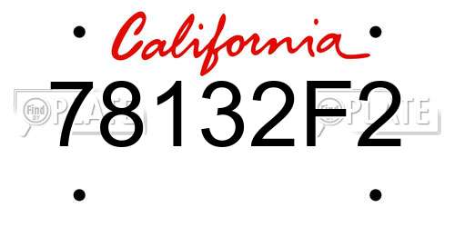78132F2 California License Plate