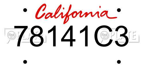 78141C3 California License Plate