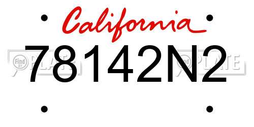 78142N2 California License Plate