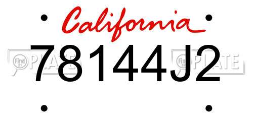 78144J2 California License Plate