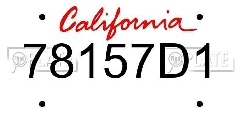 78157D1 California License Plate