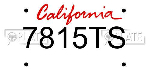 7815TS California License Plate