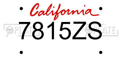 7815ZS California License Plate