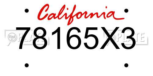 78165X3 California License Plate
