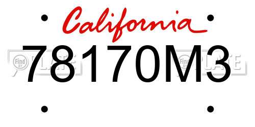 78170M3 California License Plate