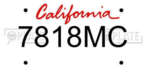 7818MC California License Plate