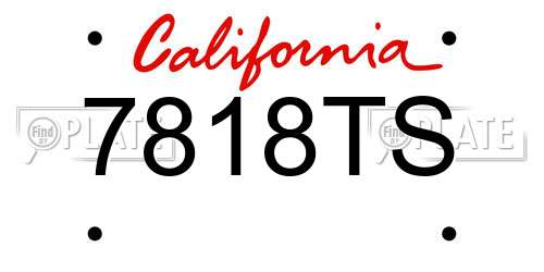 7818TS California License Plate
