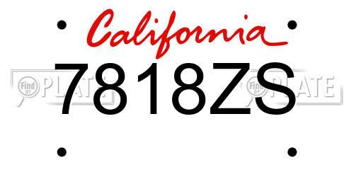7818ZS California License Plate