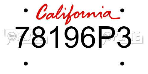 78196P3 California License Plate