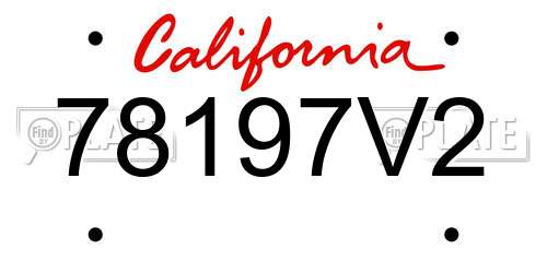 78197V2 California License Plate