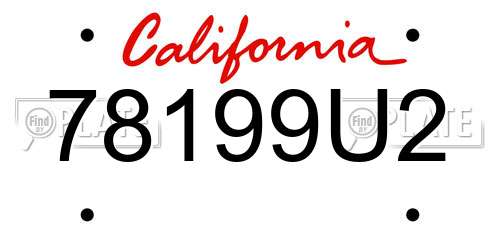 78199U2 California License Plate